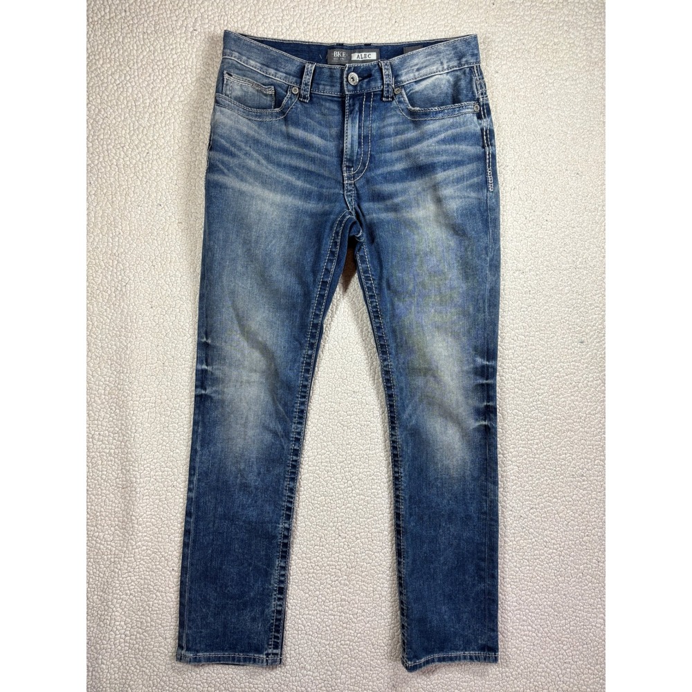 BKE Alec Straight Leg Men's 30R Medium Wash Stretch Blue 30 x 30 Slim Fit Jeans